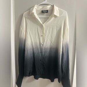 Balestra Roma size S/M Majestic Black and White Ombre Blouse 100% silk 0053